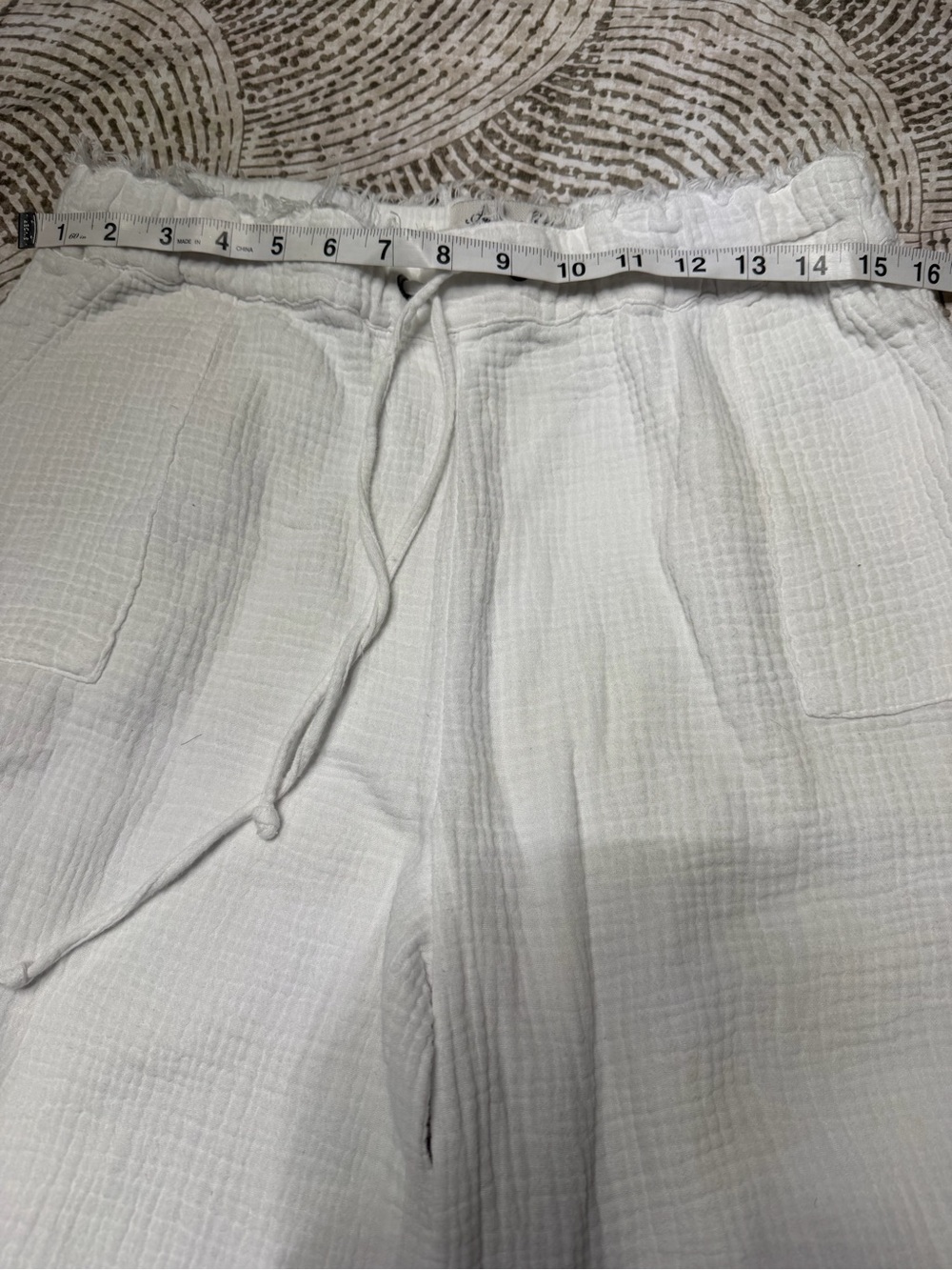 American Rage White Wide-Leg Drawstring Linen Pants - Picture 8 of 10